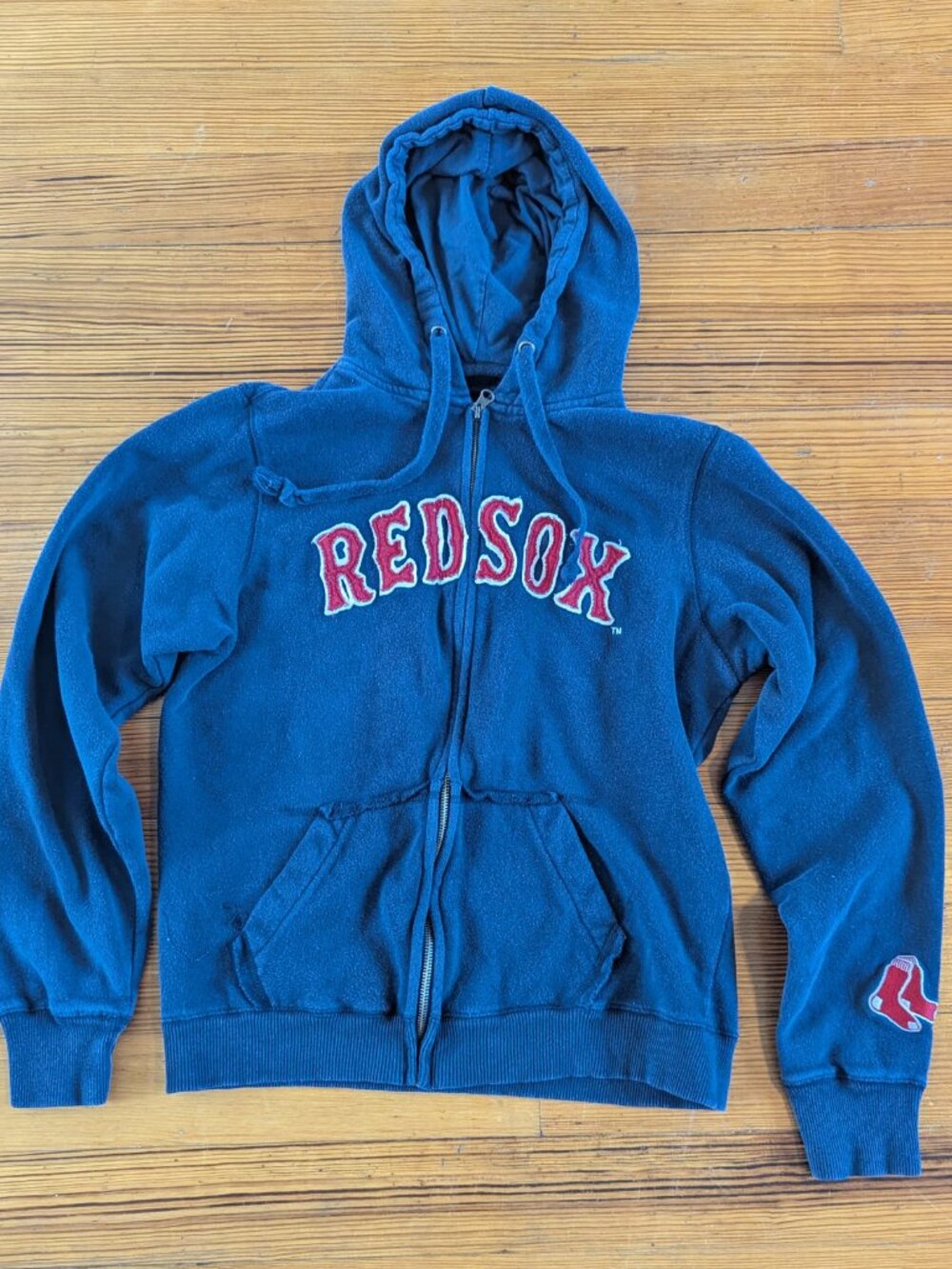 Soft As A Grape Boston Red Sox Full Zip Hoodie Sweatshirt Large Blue Applique
